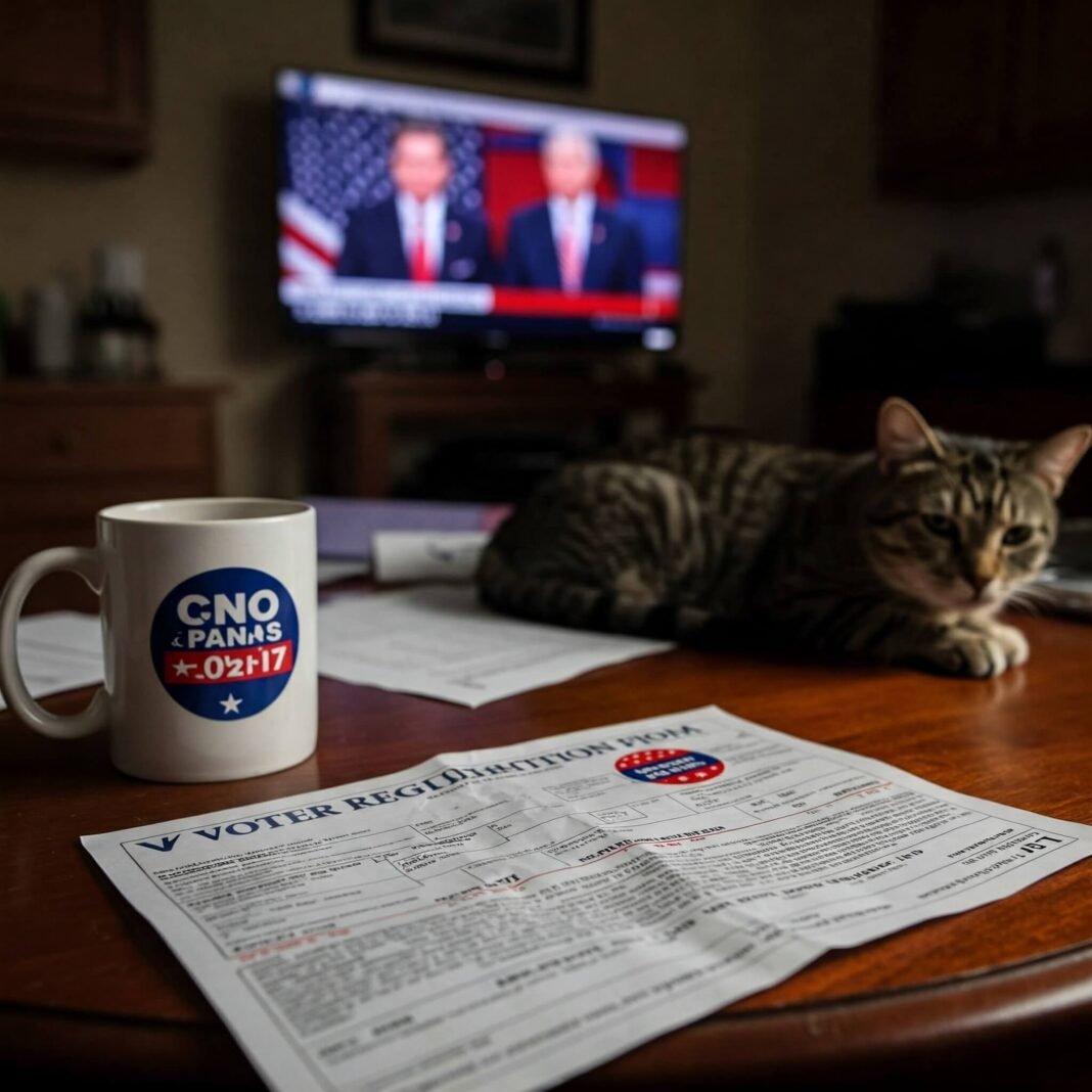 Voter registration mess with cat