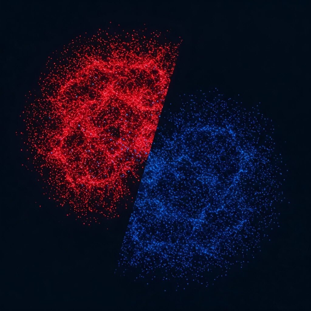 Data clusters showing a red