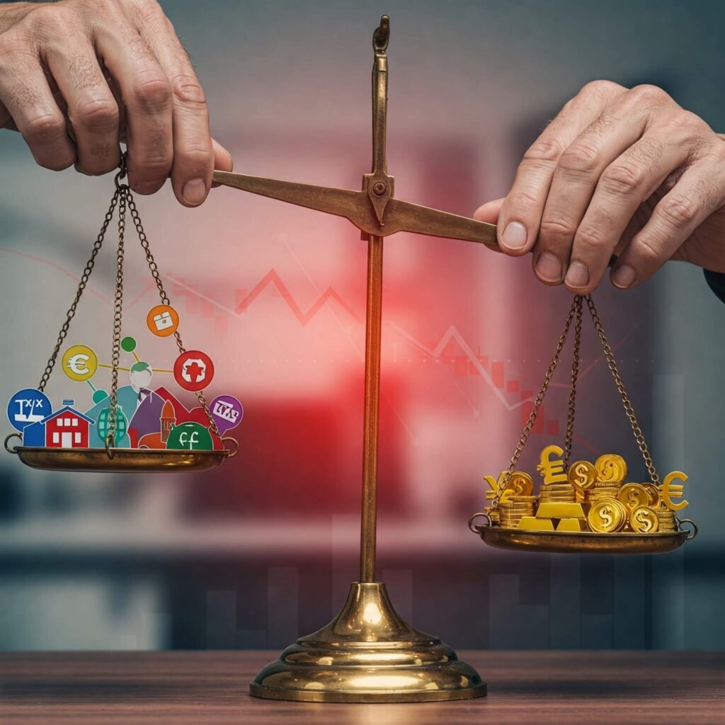 Hands balancing state budget