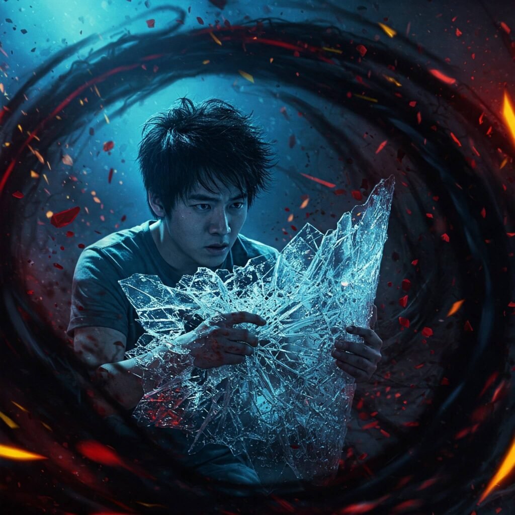 Person holding a fragile shield against threats