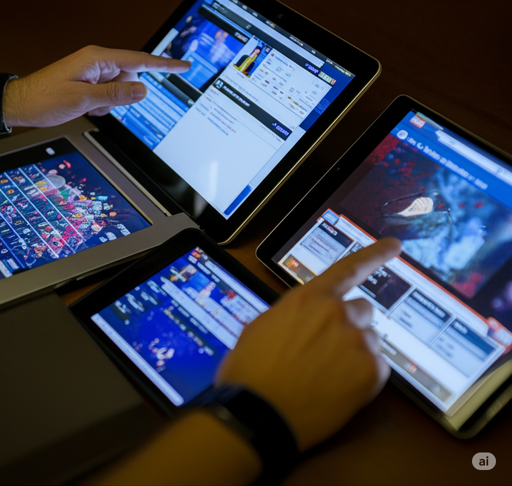 digital devices displaying