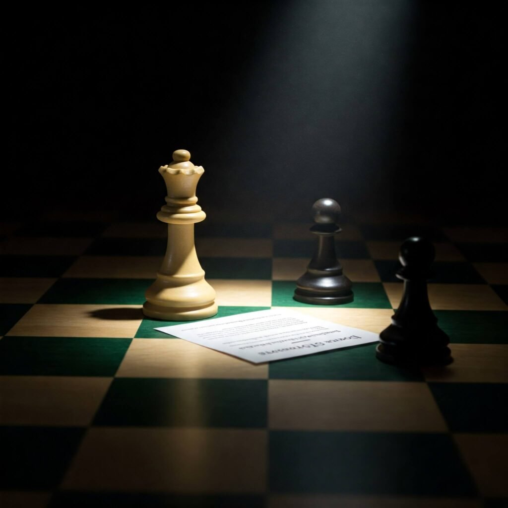 Chess pieces strategizing under pressure