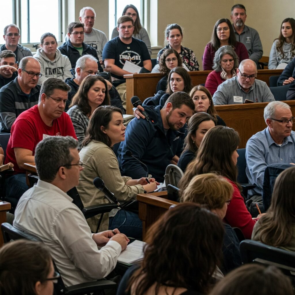 Diverse group of people at a community meeting