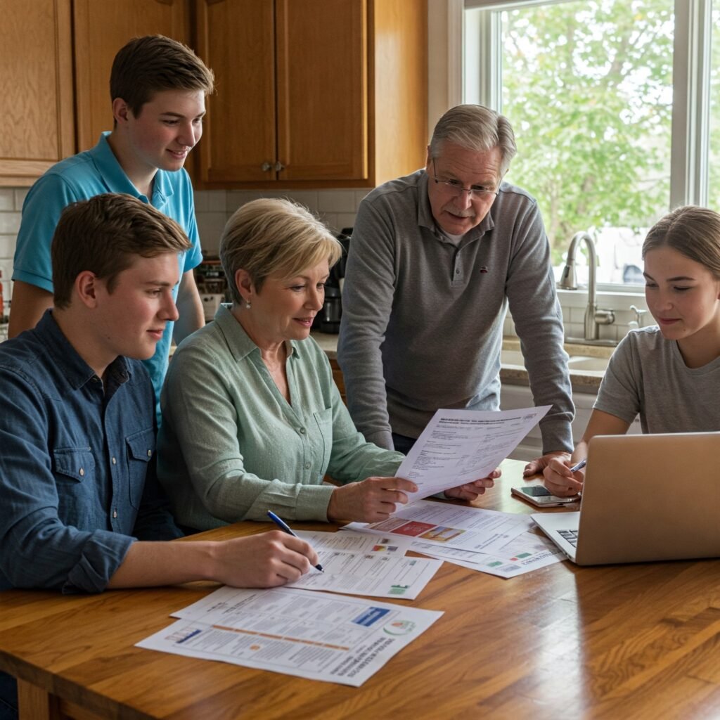 family discussing health insurance options