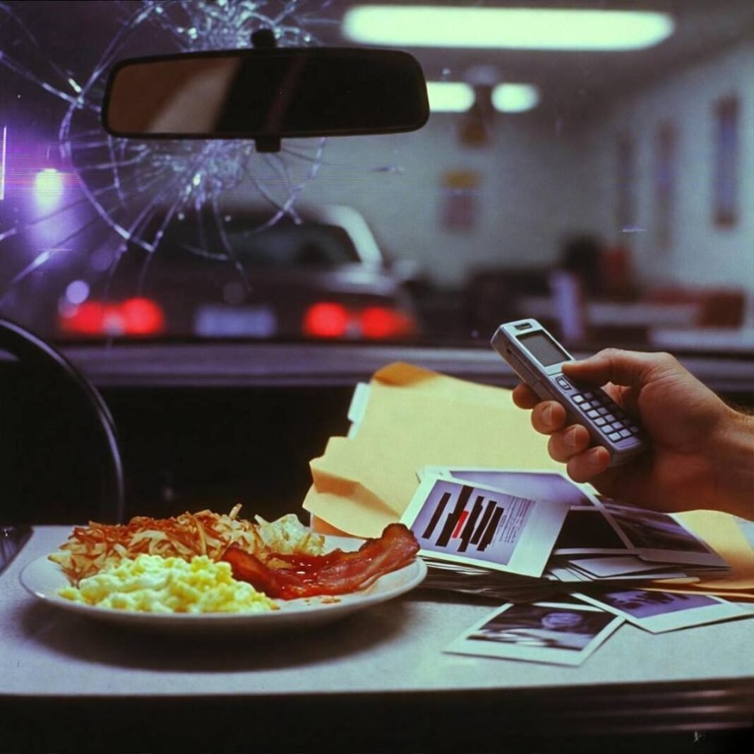 Trembling hand with burner phone, leaking secrets.